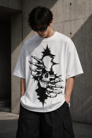 Picture of Skull Graphic Oversized T-Shirt | Gothic Streetwear Tee | Premium 260 GSM Cotton Unisex