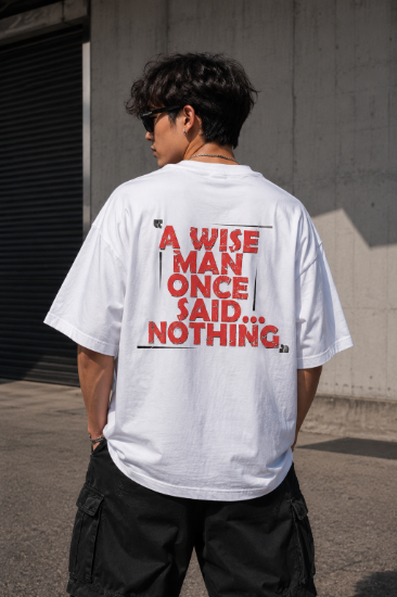 Picture of Cyborg Skull Oversized T-Shirt – White Futuristic Graphic Back Print Drop Shoulder Streetwear Tee - copy - copy