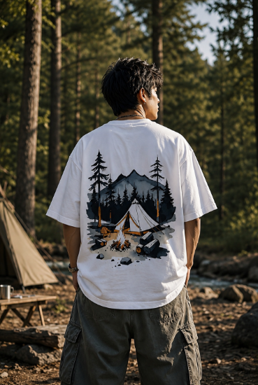 Picture of Cyborg Skull Oversized T-Shirt – White Futuristic Graphic Back Print Drop Shoulder Streetwear Tee - copy - copy - copy - copy - copy